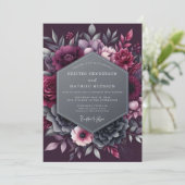 Plum Dramatic Moody Wedding Kaart (Staand voorkant)