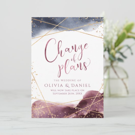 Plum Dust Waterverf Geometrische verandering van p Kaart (Staand voorkant)