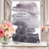 Plum & Dusty Mauve Gold Sparkle Waterverf Wedding Kaart