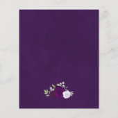 Plum & Dusty Paarse Rozen Budget Weddenschap Menu (Achterkant)