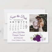 Plum & Dusty Paarse Rozen Wedding Calendar & Photo Save The Date (Voorkant)