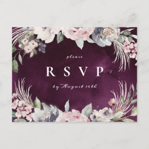 Plum & dusty roze boho floral rustious bruiloft RS Uitnodiging Briefkaart