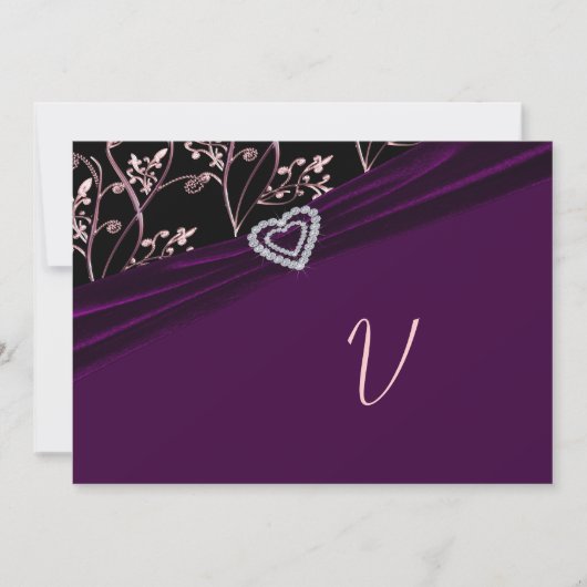 Plum Elegance Heart Floral Swirls Kaart (Voorkant)