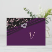 Plum Elegance Heart Floral Swirls Kaart (Staand voorkant)