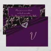 Plum Elegance Heart Floral Swirls Kaart (Voorkant / Achterkant)
