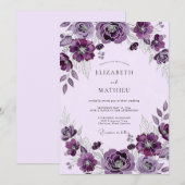 Plum Elegant Botanical Wedding Kaart (Voorkant / Achterkant)