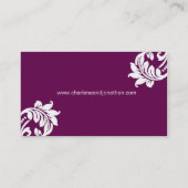 Plum Elegant Damask Visitekaartje (Achterkant)