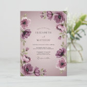 Plum Elegant Watercolor Wedding Kaart (Staand voorkant)