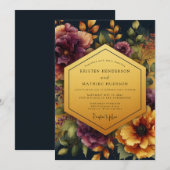 Plum Ember Bloom Wedding Kaart (Voorkant / Achterkant)