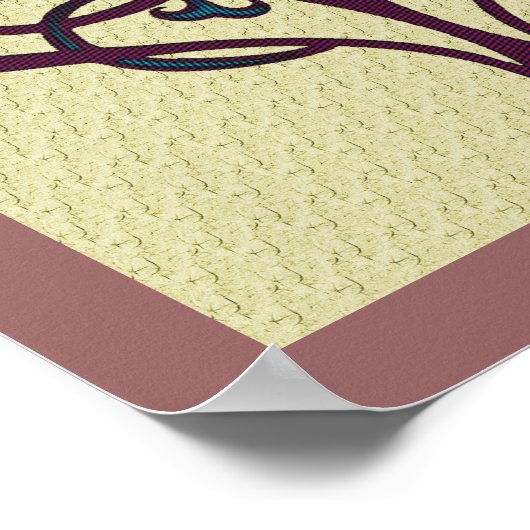 Plum en Blue Floral Art Design Poster (Hoek)