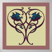 Plum en Blue Floral Art Design Poster (Voorkant)
