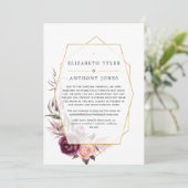 Plum en Blush Floral Geometric Verminderde Gastenl Aankondiging (Staand voorkant)