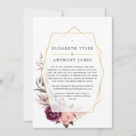 Plum en Blush Floral Geometric Verminderde Gastenl Aankondiging