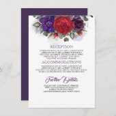 Plum en Bourgondië Floral bruiloft informatie Informatiekaartje (Voorkant / Achterkant)