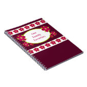 Plum en burgundy floral geaccenteerd recept notitieboek (Rechterzijde)