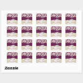 Plum en Champagne Damask Dank u Sticker (Vel)