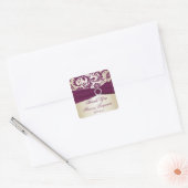 Plum en Champagne Damask Dank u Sticker (Envelop)