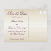 Plum en Champagne Damask Save the Date Briefkaart (Achterkant)