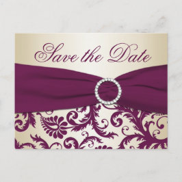 Plum en Champagne Damask Save the Date Briefkaart