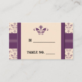 Plum en Champagne Damask Wedding Place Cards Plaatskaartje