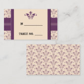Plum en Champagne Damask Wedding Place Cards Plaatskaartje (Voorkant / Achterkant)