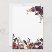 Plum en Copper Waterverf Bloemen bruiloft Uitnodig Kaart (Achterkant)