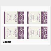 Plum en Cream Damask Trouwwijn Sticker (Vel)