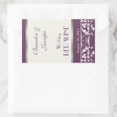 Plum en Cream Damask Trouwwijn Sticker (Tas)