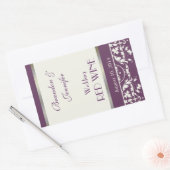 Plum en Cream Damask Trouwwijn Sticker (Envelop)