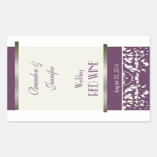 Plum en Cream Damask Trouwwijn Sticker
