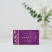 Plum en Cream Floral Scroll Visitekaartje (Staand voorkant)