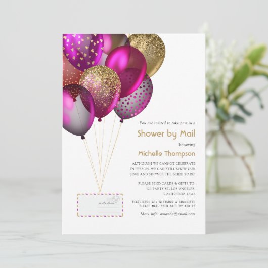 Plum en Gold Baby of Vrijgezellenfeest per post Kaart (Staand voorkant)