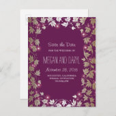 Plum en Gold Garden Branches Bewaar de datum Aankondigingskaart (Voorkant / Achterkant)