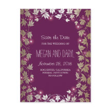 Plum en Gold Garden Branches Bewaar de datum