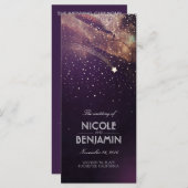 Plum en Gold Shooting Star Night Wedding Programma Programmakaart (Voorkant / Achterkant)