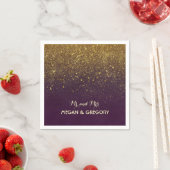Plum en  Gouden Glitter Huwelijk Servet (Insitu)