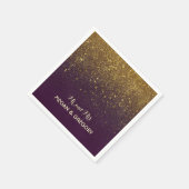 Plum en  Gouden Glitter Huwelijk Servet (Hoek)