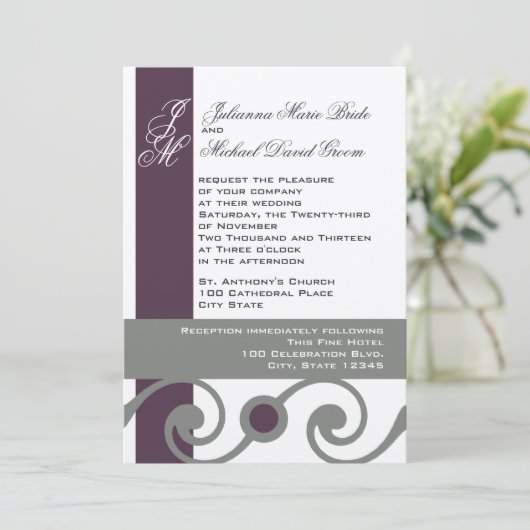 Plum en Grey Kaart (Staand voorkant)