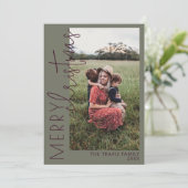 Plum en Groen MERRY Vakantie Kerstmis Kaart (Staand voorkant)