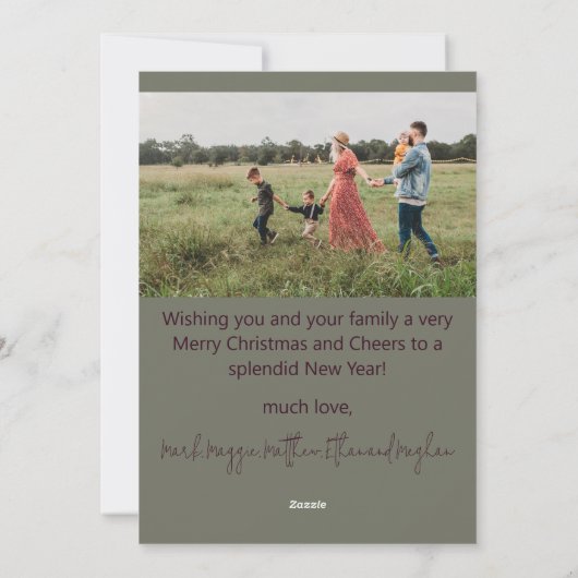 Plum en Groen MERRY Vakantie Kerstmis Kaart (Achterkant)