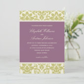 PLUM EN LIMOEN DAMASK | AFBEELDINGSINVITATIE KAART (Staand voorkant)