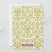 PLUM EN LIMOEN DAMASK | AFBEELDINGSINVITATIE KAART (Achterkant)