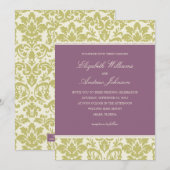 PLUM EN LIMOEN DAMASK | AFBEELDINGSINVITATIE KAART (Voorkant / Achterkant)