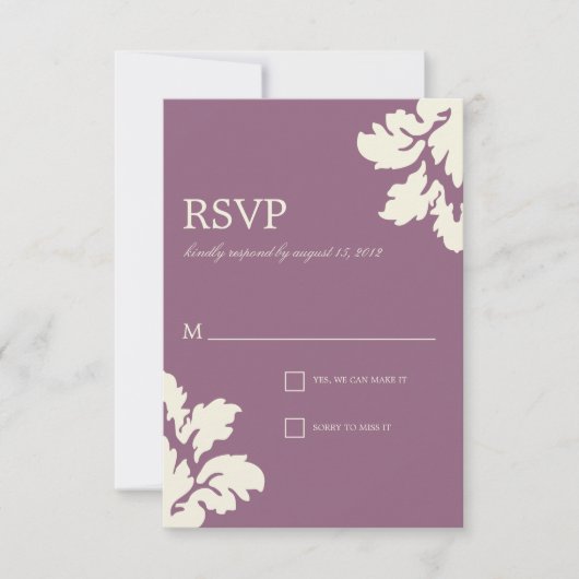 PLUM EN LIMOEN DAMASK | WEDDING RSVP KAARTJE (Voorkant)