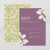PLUM EN LIMOEN DAMASK | WEDDING RSVP KAARTJE (Voorkant / Achterkant)