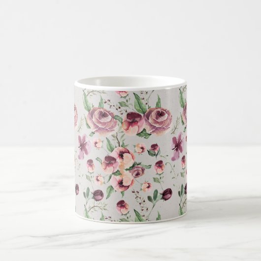 Plum en Mauve Roos hedendaagse Floral Coffee Mok (Center)