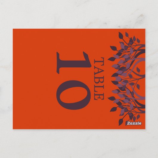 Plum en Oranje Leaves Table Number Kaarten (Achterkant)