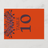 Plum en Oranje Leaves Table Number Kaarten (Voorkant)