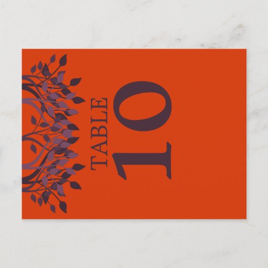 Plum en Oranje Leaves Table Number Kaarten (Voorkant)