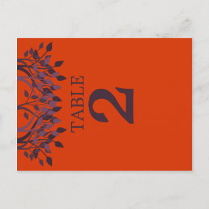 Plum en Oranje Leaves Table Number Kaarten 2
